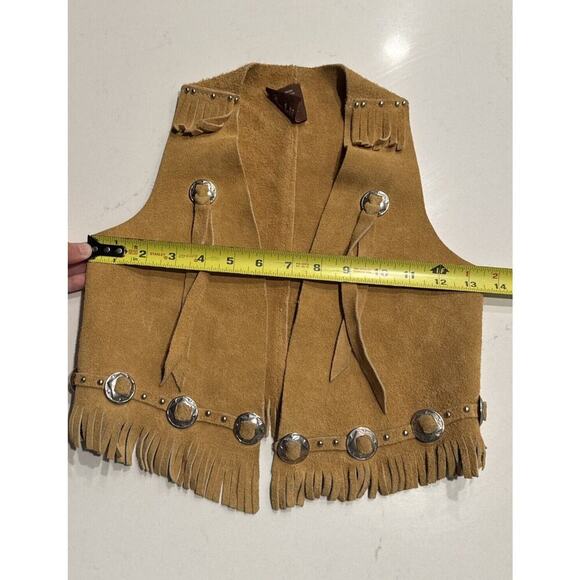 John R Craighead Size Medium Western Cowboy 100% Leather Vest Fringe Costume - Picture 12 of 16